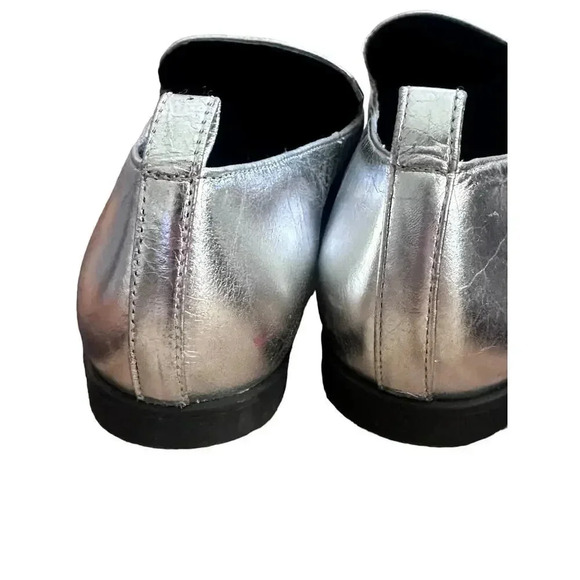 Gianni Binni Silver Gray Flats Flip-side Leather Ankle Shoe Size 8M - Picture 5 of 8